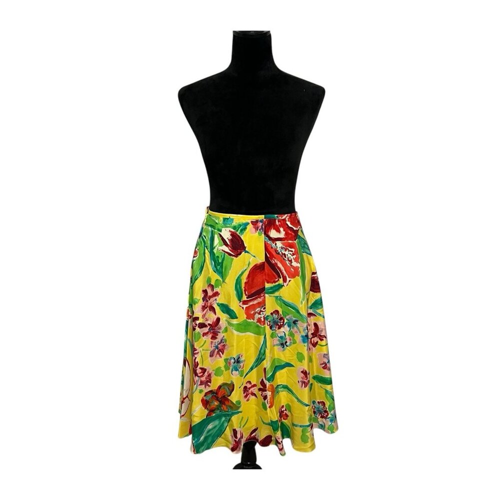 Ralph Lauren Purple Label Silk Floral Skirt Yellow Multi Size 6 - Picture 4 of 13